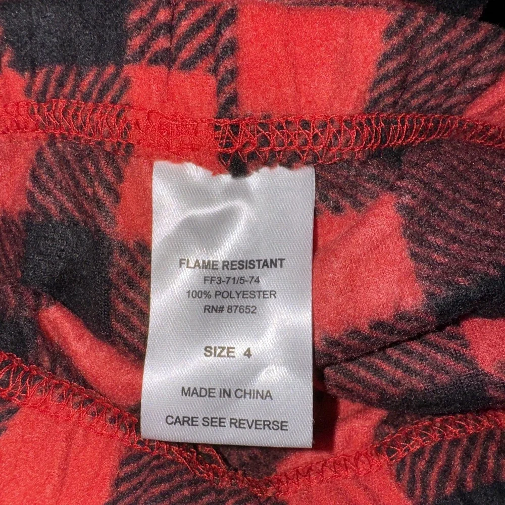 Pajamas Santa Christmas Red Plaid 2 pc Top Pants Jammies for Families Kids sz 4